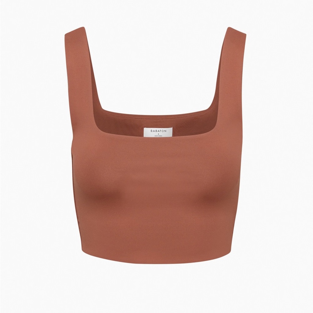 Aritzia Babaton Contour Square Neck Tank in Rusty Red/Brown Colour - Picture 7 of 12